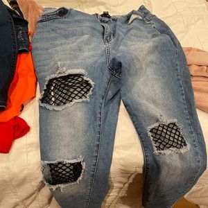 Fishnet skinny jeans